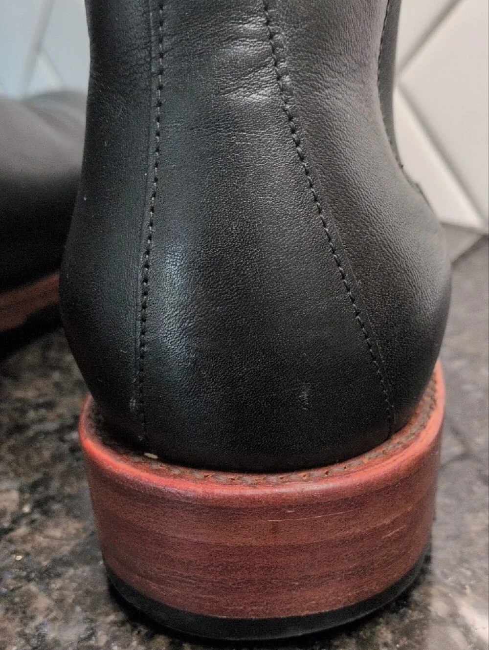 Men's Patina Portland Leather Black Leather Chelsea Boots with Brown Welt